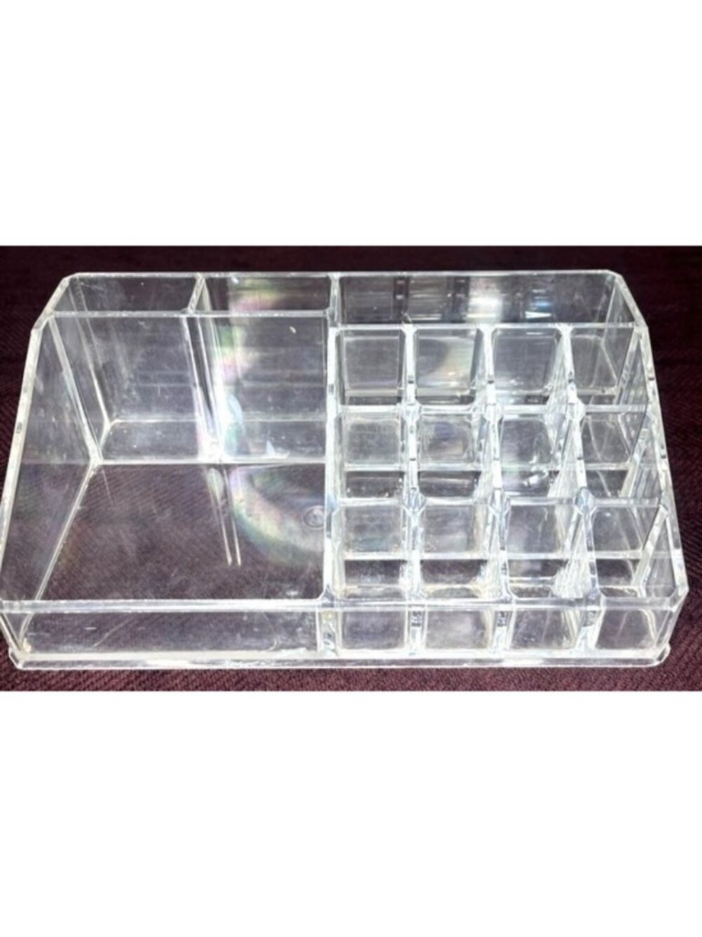 Clear Acrylic Multi-Compartment Makeup Organizer Rectangular Bin Storage Vanity - Picture 3 of 15